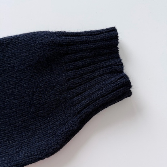 ZARA Ribbed Asymmetrical Turtleneck Sweater Navy Wool Blend Size S Minimal Knit - Picture 11 of 16